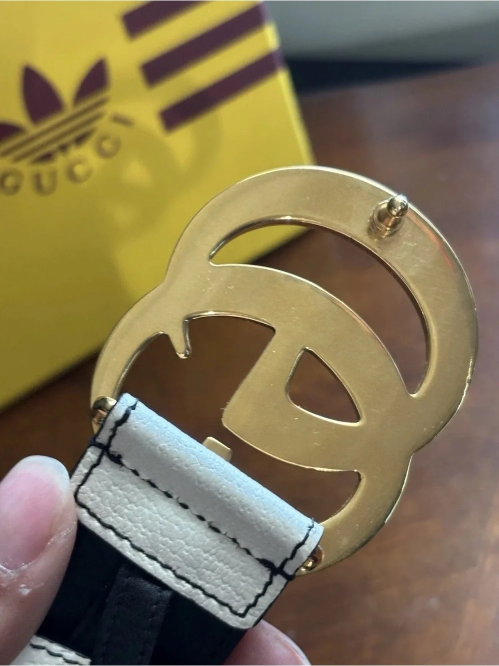 Gucci X Adidas Double G Logo Leather Belt